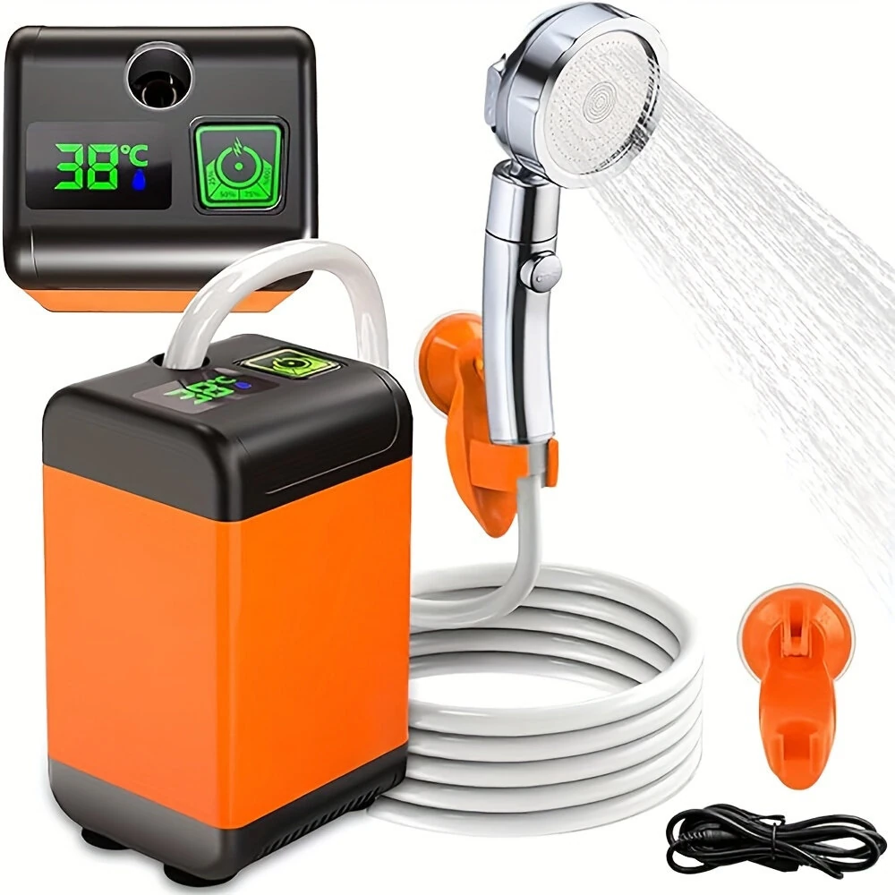 (image for) IPRee Outdoor Camping Shower Portable Electric Shower Pump IPX7 Waterproof 6000/7800mAh with Digital Display Temperature for Camping Travel Beach Dormitory